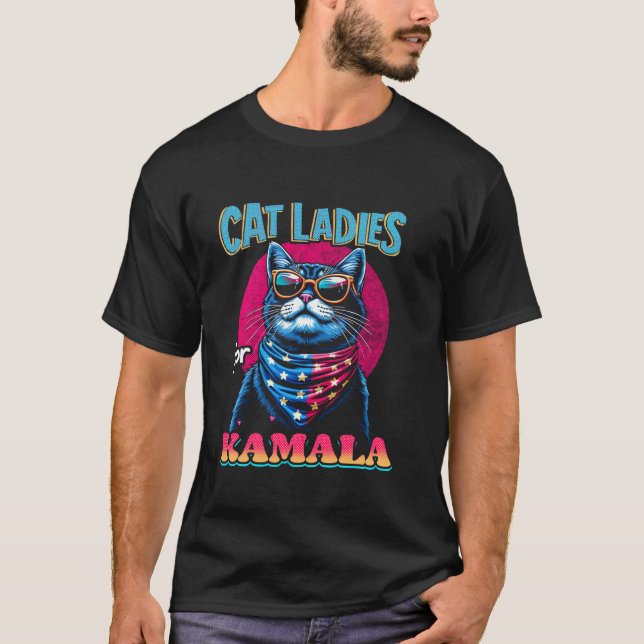 Camiseta Gatos para Kamala Harris 2024 Patriótico Cute D (Frente)