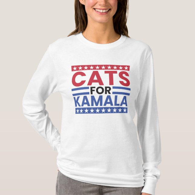Camiseta Gatos para Kamala Harris para a eleição do preside (Frente)