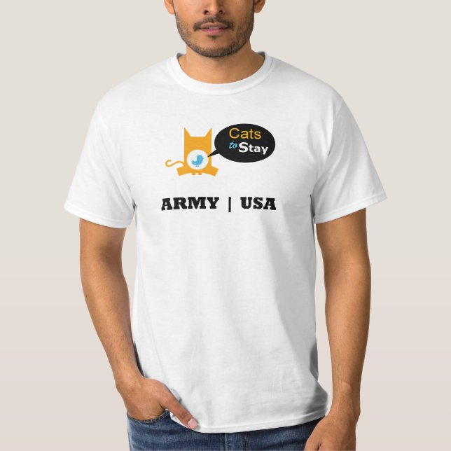 Camiseta Gatos para permanecer o exército EUA (Frente)