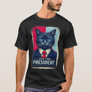 Camiseta Gatos para Presidente Paródia Política Divertida