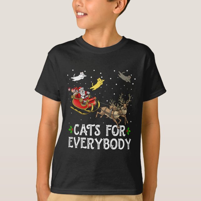 Camiseta Gatos Para Todo Mundo Brincadeira De Natal Xmas Mu (Frente)