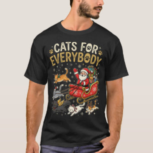 Camiseta Gatos para Todos o Natal Chapéu de Papai Noel Engr