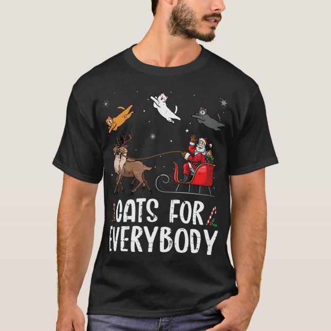 Camiseta Gatos Para Todos Os Papais noeis De Natal Engraçad (Frente)