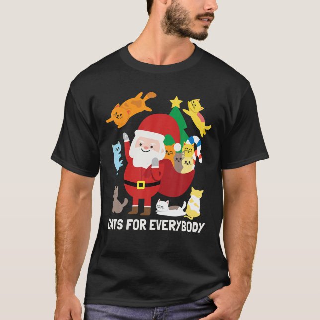 Camiseta Gatos Para Todos Papais noeis Engraçados Bonitos P (Frente)