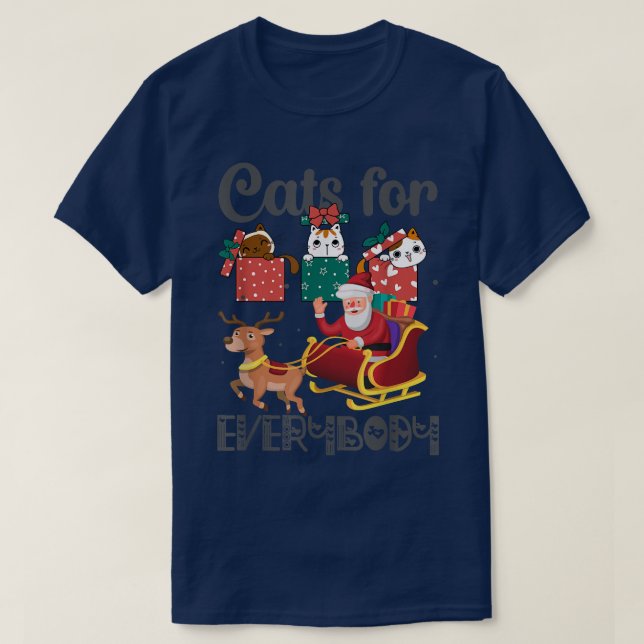 Camiseta Gatos Para Todos Papais noeis Engraçados PJs De Na (Frente do Design)
