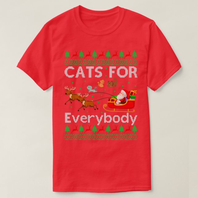 Camiseta Gatos Para Todos Papais noeis Feliz Natal (Frente do Design)
