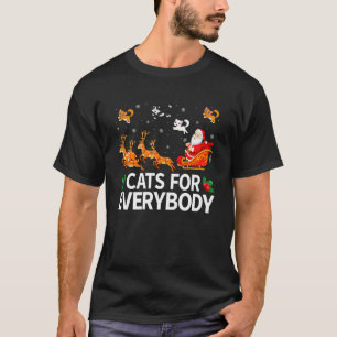 Camiseta Gatos para Todos Pijama de Natal Papai Noel Trenó