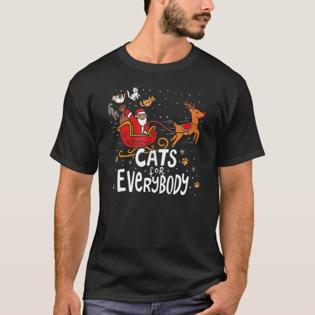 Camiseta Gatos Para Todos Pijamas De Natal X Mal Wo (Frente)