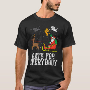 Camiseta Gatos Para Todos Santa Funny Natal Pjs Xmas