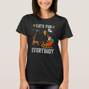 Camiseta Gatos Para Todos Santa Funny Natal PJs Xmas 