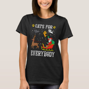 Camiseta Gatos Para Todos Santa Natal PJs Xmas Mulheres 