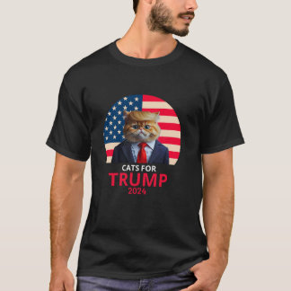 Camiseta Gatos Para Trump 2024 Tee Engraçado Para Vance Tru