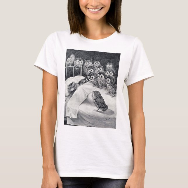 Camiseta Gatos Pássaro da Coruja, Louis Wain (Frente)