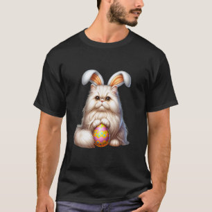 Camiseta Gatos Persas de Páscoa Animais de Estimação Coelho