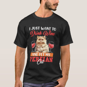 Camiseta Gatos Persas QUEREM BEBER VINHO E ACARICIAR MEU PE