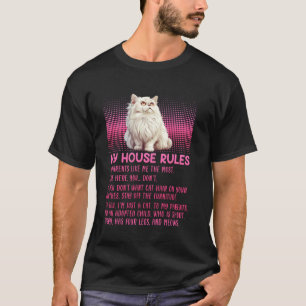 Camiseta Gatos Persas REGRAS DA MINHA CASA Gatos Persas Eng