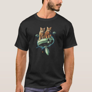 Camiseta Gatos pilotando espaçonave extraterrestre