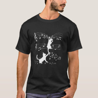 Camiseta Gatos Pretos Brincando Com Nota Musical Desenho De