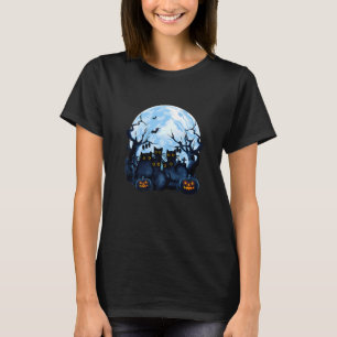 Camiseta Gatos Pretos De Lua Cheia Gatinho De Halloween Hor