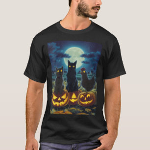 Camiseta Gatos Pretos de Mulheres Cachorro Galinha Hallowee