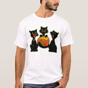 Camiseta Gatos Pretos do Halloween de 1930 com Jack O'Lante