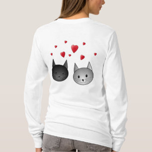 Camiseta Gatos pretos e cinzentos bonitos, com corações