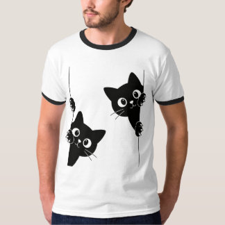 Camiseta Gatos Pretos Fofos Escondidos