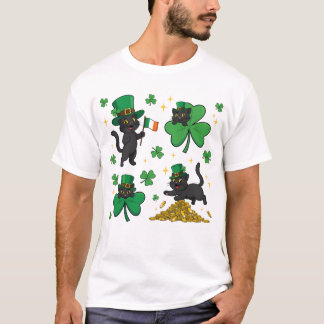 Camiseta Gatos pretos Kawai dia de São Patrício 2026