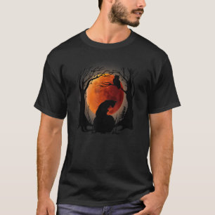 Camiseta Gatos Pretos Lua Abóbora Halloween Horror