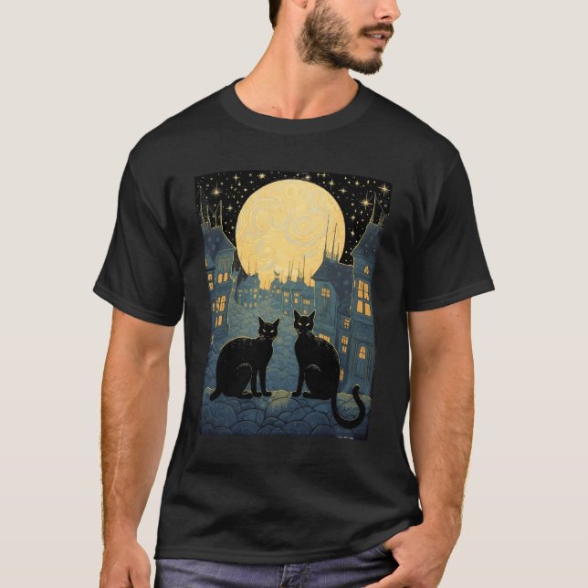 Camiseta Gatos Pretos no Telhado (Frente)