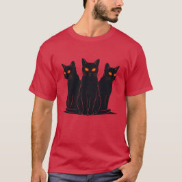 Camiseta Gatos Pretos Olhos Brilhantes Silhueta de Gato Fof