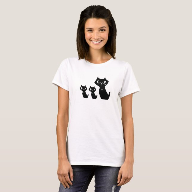Camiseta Gatos Pretos Sortudos (Frente Completa)