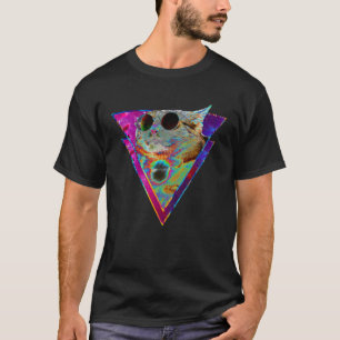 Camiseta Gatos Psicodélicos Óculos de Sol Trippy Psytrance