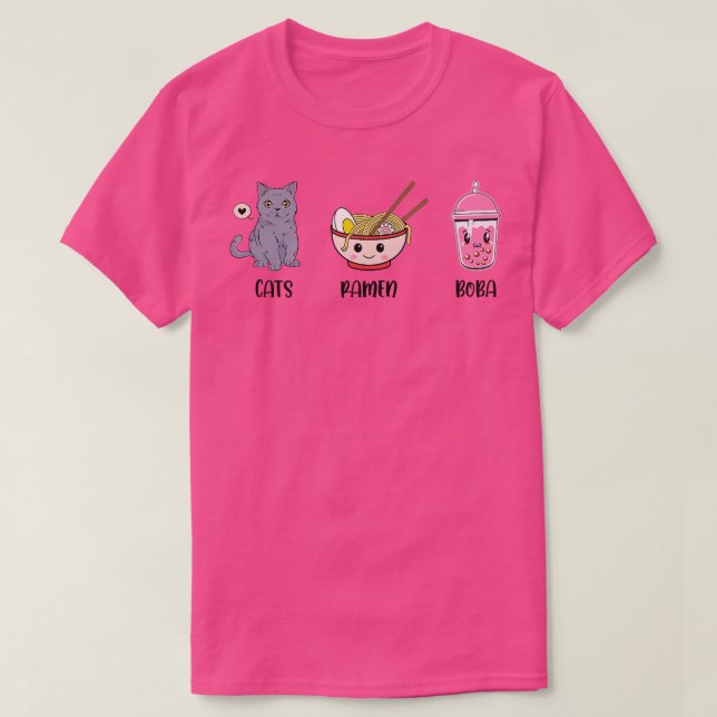 Camiseta Gatos Ramen Boba Tea Lover Tea Drinker Tea Breing (Frente do Design)