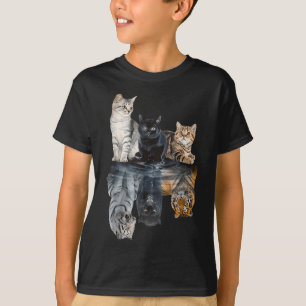 Camiseta Gatos Refletem Espelho Leão Cheetah Tiger Engraçad