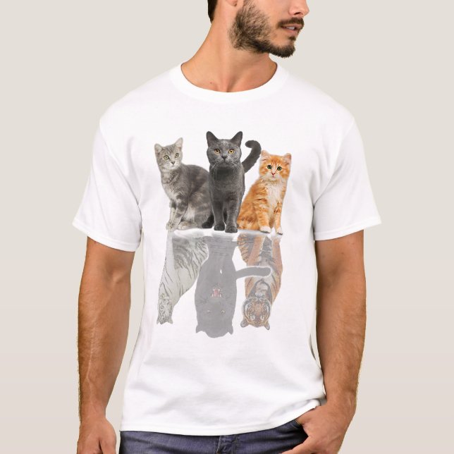 Camiseta Gatos Refletem Espelho Puma Cheetah Tiger Engraçad (Frente)
