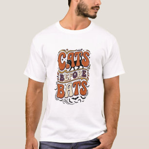 Camiseta Gatos Retro Antes dos Morcegos Tipografia Preto Ha