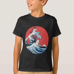 Camiseta Gatos Retro de Grandes Ondas Gatos Engraçados de S