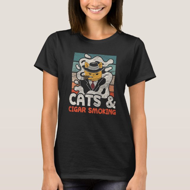 Camiseta Gatos Retrô e Fumo de Charuto Premium (Frente)