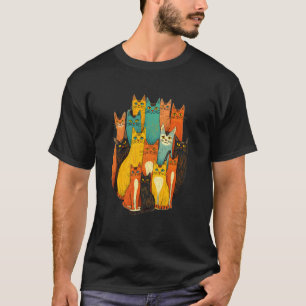 Camiseta Gatos retrô em um design moderno de meados do sécu