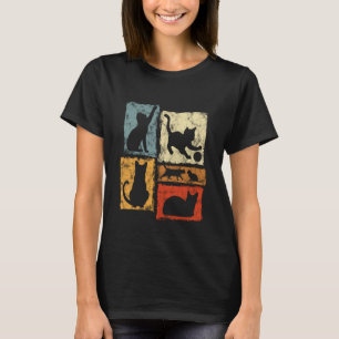 Camiseta Gatos Retro Hábitos Diários Gráfico para Pai de Ga