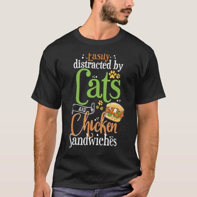 Camiseta Gatos Sanduíches de frango e hambúrguer de frango (Frente)