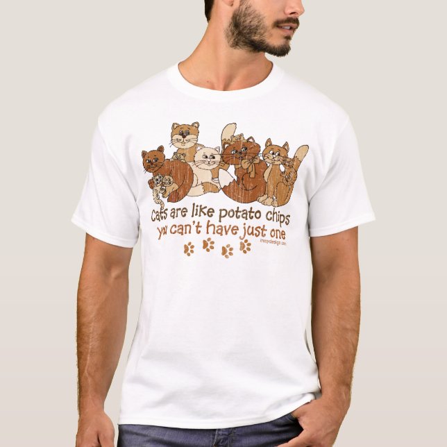 Camiseta Gatos são como batatas fritas (Frente)