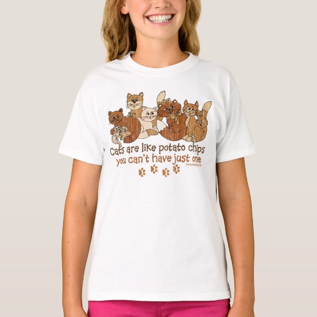 Camiseta Gatos são como batatas fritas (Frente)
