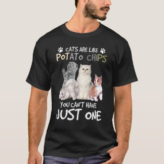 Camiseta Gatos São Como Batatas Fritas Você Não Pode Ter Só