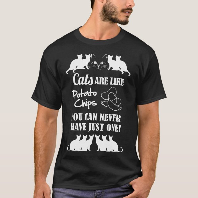 Camiseta Gatos São Como Batatas Que Você Nunca Pode Ter (Frente)