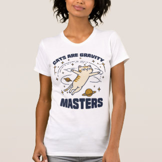 Camiseta Gatos São Mestrados De Gravidade - Gato Espacial E