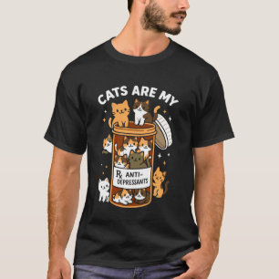 Camiseta Gatos são Meus Antidepressivos Saúde Mental Anima