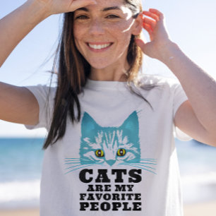 Camiseta Gatos São Minhas Pessoas Favoritas Azul Moderno Ma