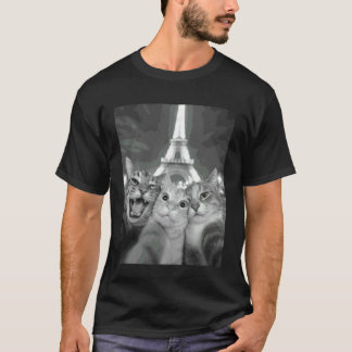 Camiseta Gatos Selfie em Paris, Gatos Visitando Paris, Gato